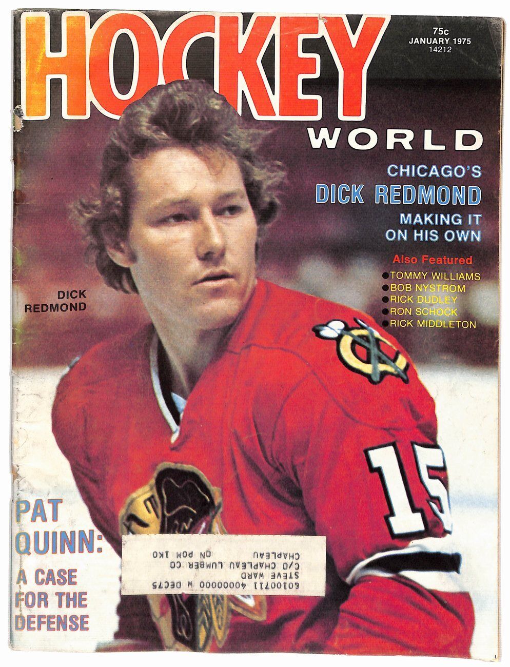 January 1975 Hockey World Magazine Dick Redmond Blackhawks Cover 181713