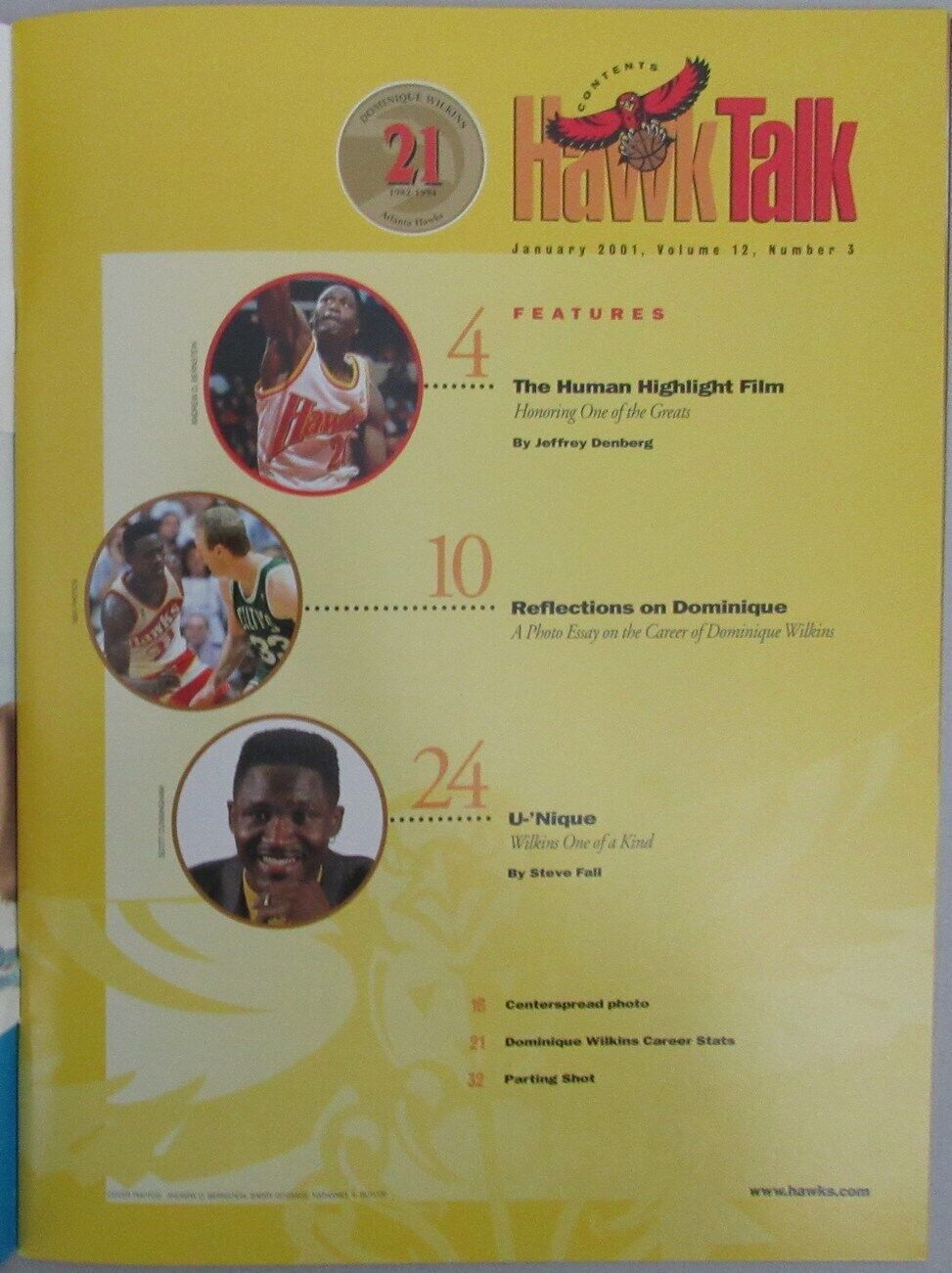 January 2001 Dominique Wilkins Retirement Ceremony Program Atlanta Hawks