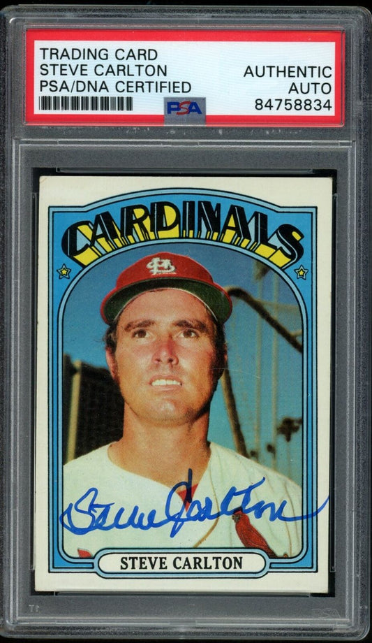 1972 TOPPS Steve Carlton HOF #420 Authentic Card Signed Cardinals PSA/DNA