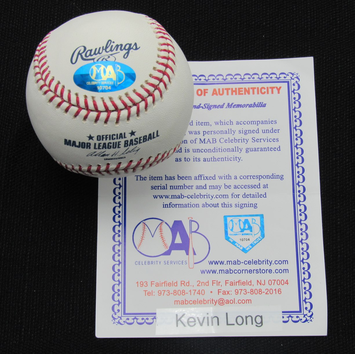 Kevin Long Signed/Auto Yankees 100th OML Baseball MAB Inscr 187040