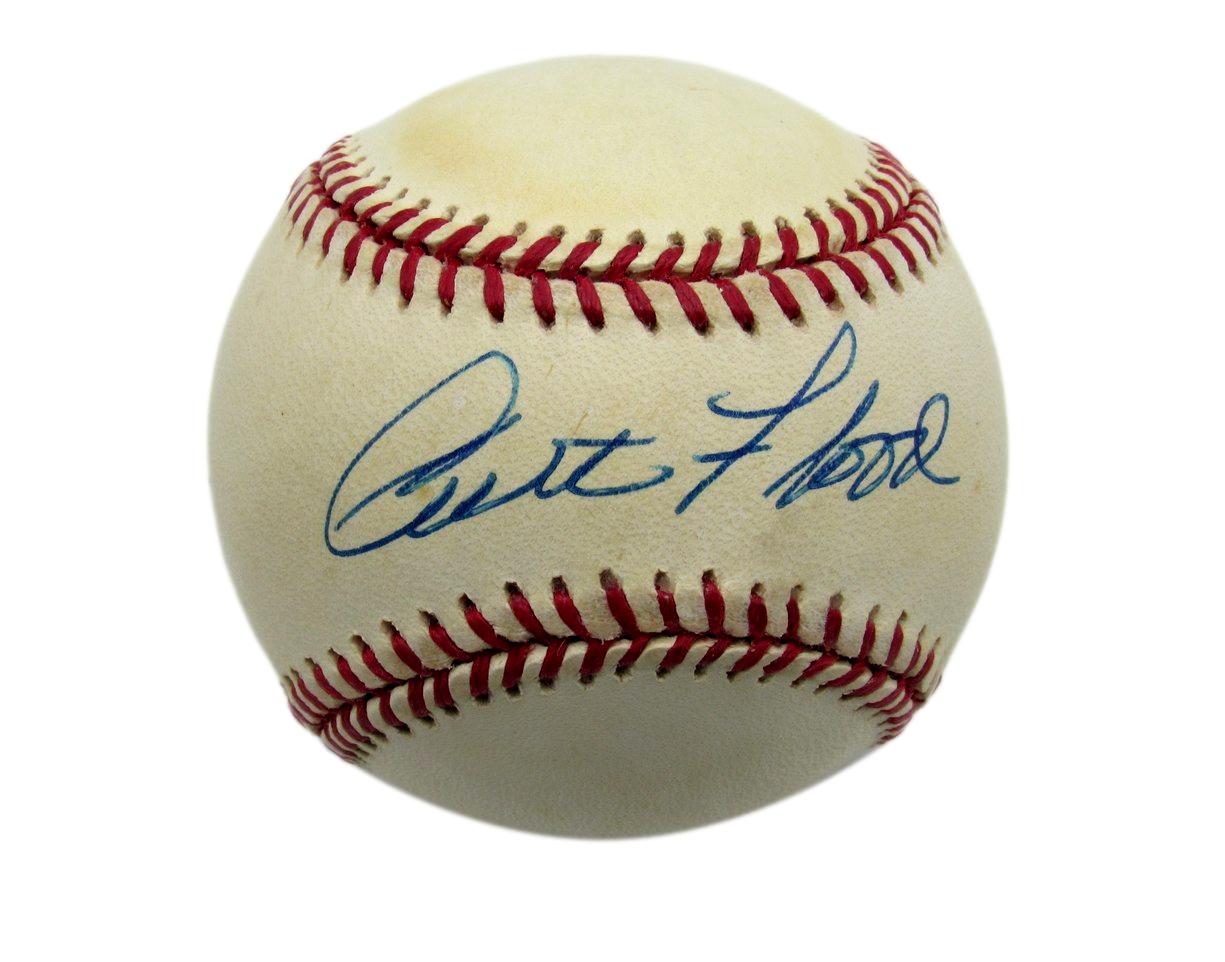 Curt Flood Autographed Rawlings ONL Baseball St. Louis Cardinals Beckett 183656