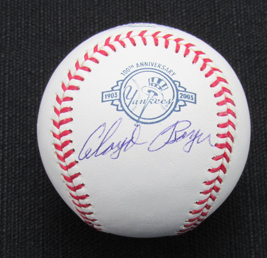 Cloyd Boyer Signed/Auto Yankees 100th OML Baseball JSA 186918