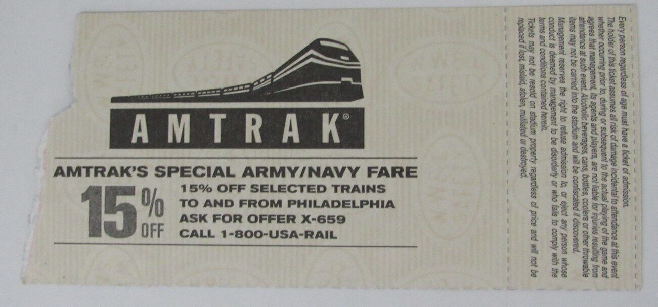 1995 Army vs. Navy College Football Game Ticket Stub at Veteran's Stadium
