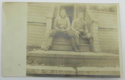 Vintage Postcard (1907?) with picture of 2 football players in uniforms 140020