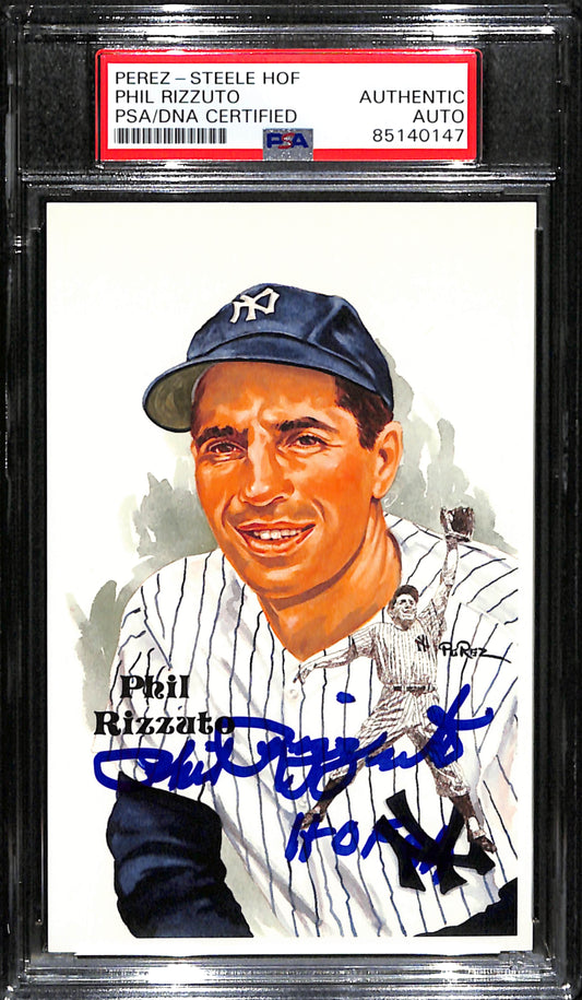 Phil Rizzuto HOF Signed/Inscr 1994 Perez-Steele Postcard Yankees PSA/DNA 185066