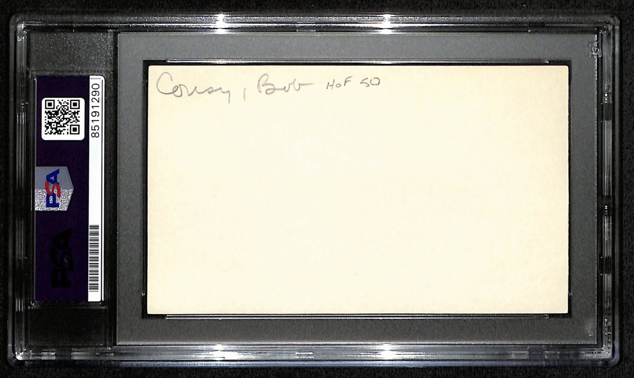 Bob Cousy HOF Signed/Auto 3x5 Index Card Boston Celtics PSA/DNA 188562