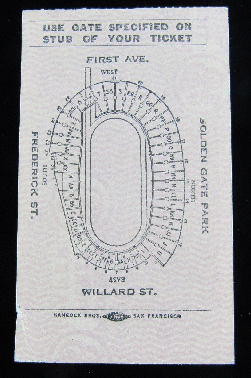 1945 Shrine Bowl East vs. West Ticket Stub, Kezar Stadium, SF California