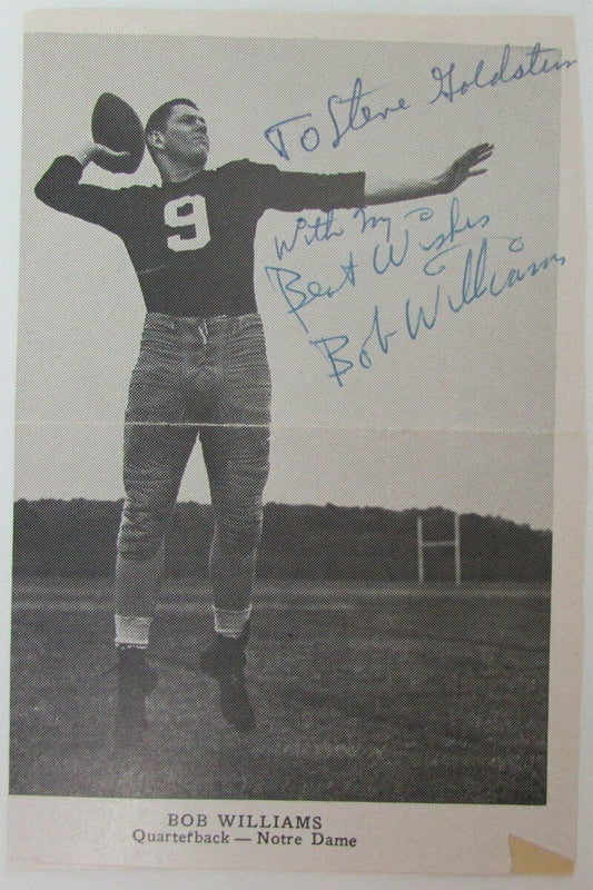 Bob Williams Notre Dame Fighting Irish QB Signed 4x6 Photo d.2016 149662