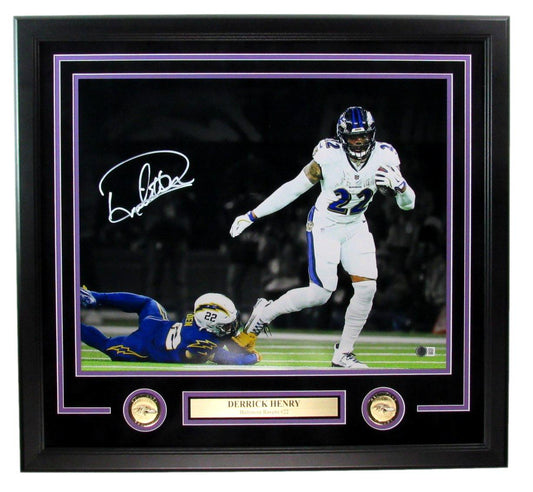 Derrick Henry Signed/Autographed 16x20 Photo Ravens Framed Beckett 193095