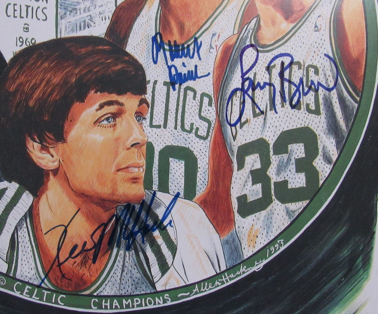 Bird/McHale/Parish/Auerbach Multi-Signed 24x20 Lithograph Celtics PSA/DNA 192391