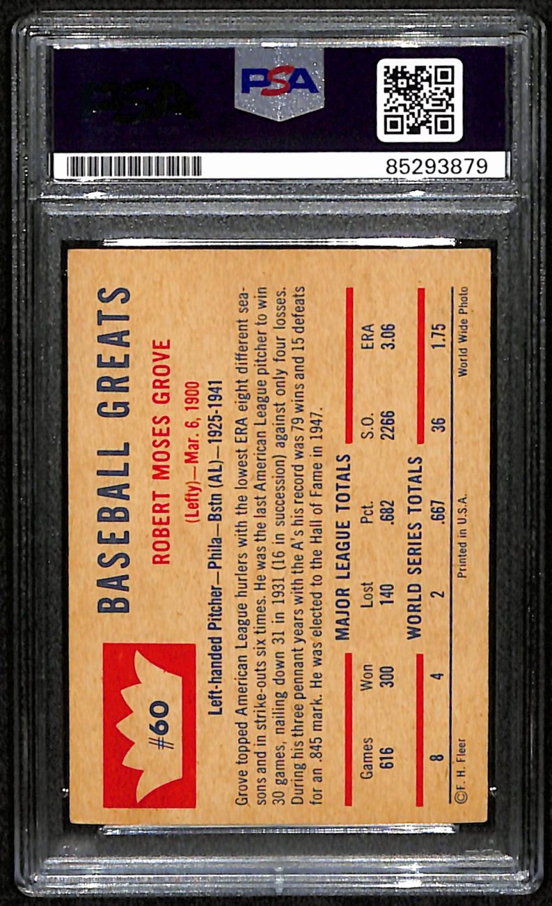 Lefty Grove HOF Signed/Auto 1960 Fleer Card #60 Boston Red Sox PSA/DNA 190897