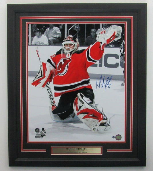 Martin Brodeu Devils Signed/Autographed 16x20 Photo Framed Steiner 141832