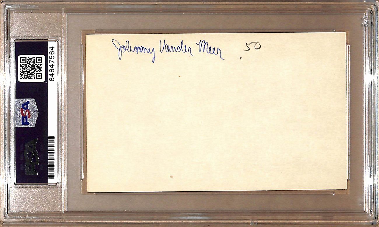 Johnny Vander Meer Autographed 3x5 Index Card Cincinnati Reds PSA/DNA 179095