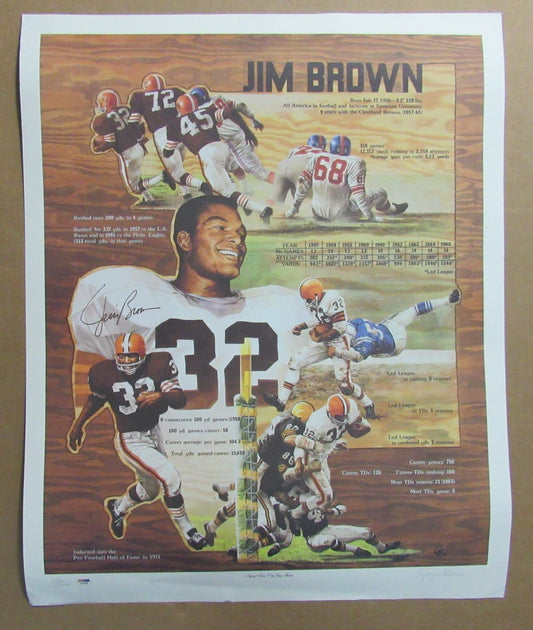 Jim Brown HOF Signed/Auto 26.5x33 Litho Print Poster Browns PSA/DNA 189703