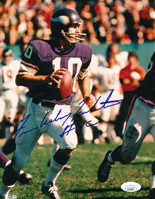 Fran Francis Asbury Tarkenton HOF Autographed 8x10 Photo FULL NAME Vikings JSA