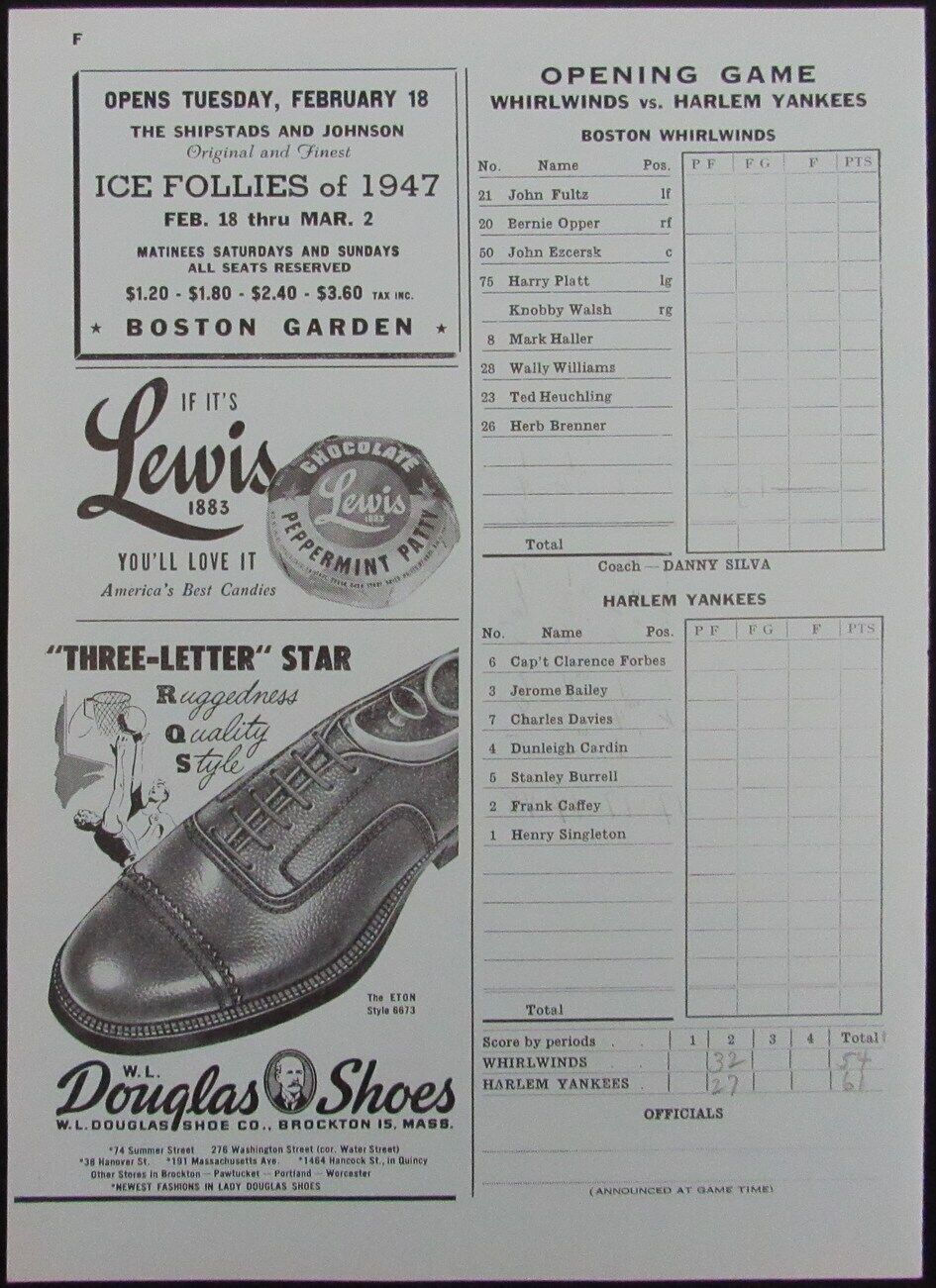 Vintage 1947 Boston Celtics vs. New York Knickerbockers Game Program 176886