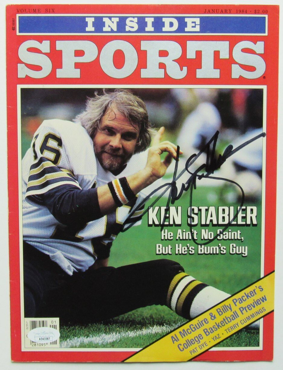 Ken Stabler HOF Autographed 1984 Inside Sports New Orleans Saints JSA