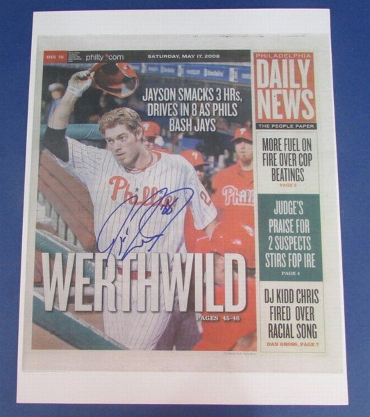 Jayson Werth Phillies Signed 11X14 Daily News Print 5-17-2008 123197