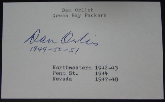 Dan Orlich Penn State Nittany Lions/Green Bay Packers Signed Card 145403