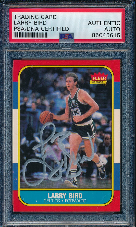 Larry Bird HOF Celtics Autographed 1986-87 Fleer Card #9 PSA/DNA 182207