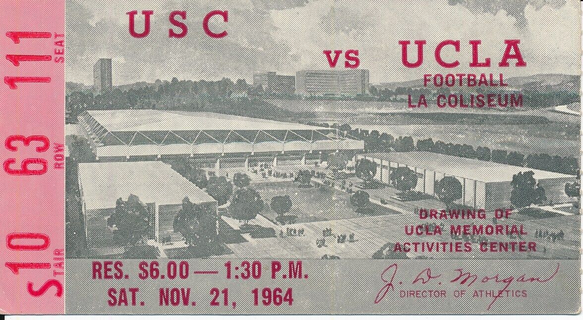 1964 USC Trojans vs. UCLA Football Game Ticket Stub 148516