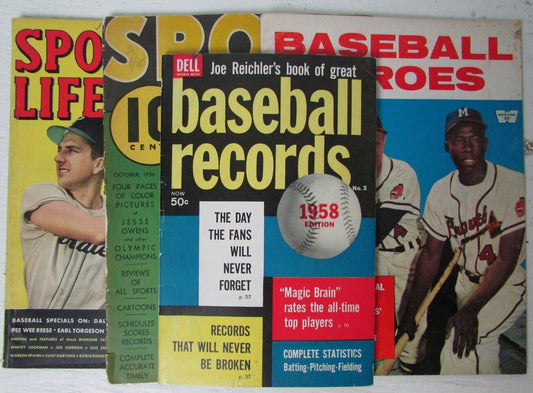 Lot of 4 Vintage Baseball Annuals Hank Aaron 1950's  Magazines 146820