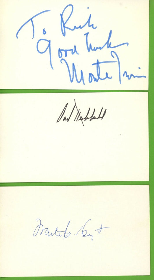 Lot of 3 HOF Irvin, Carl Hubbell, Waite Hoyt Signed 3x5 Index Cards 153721