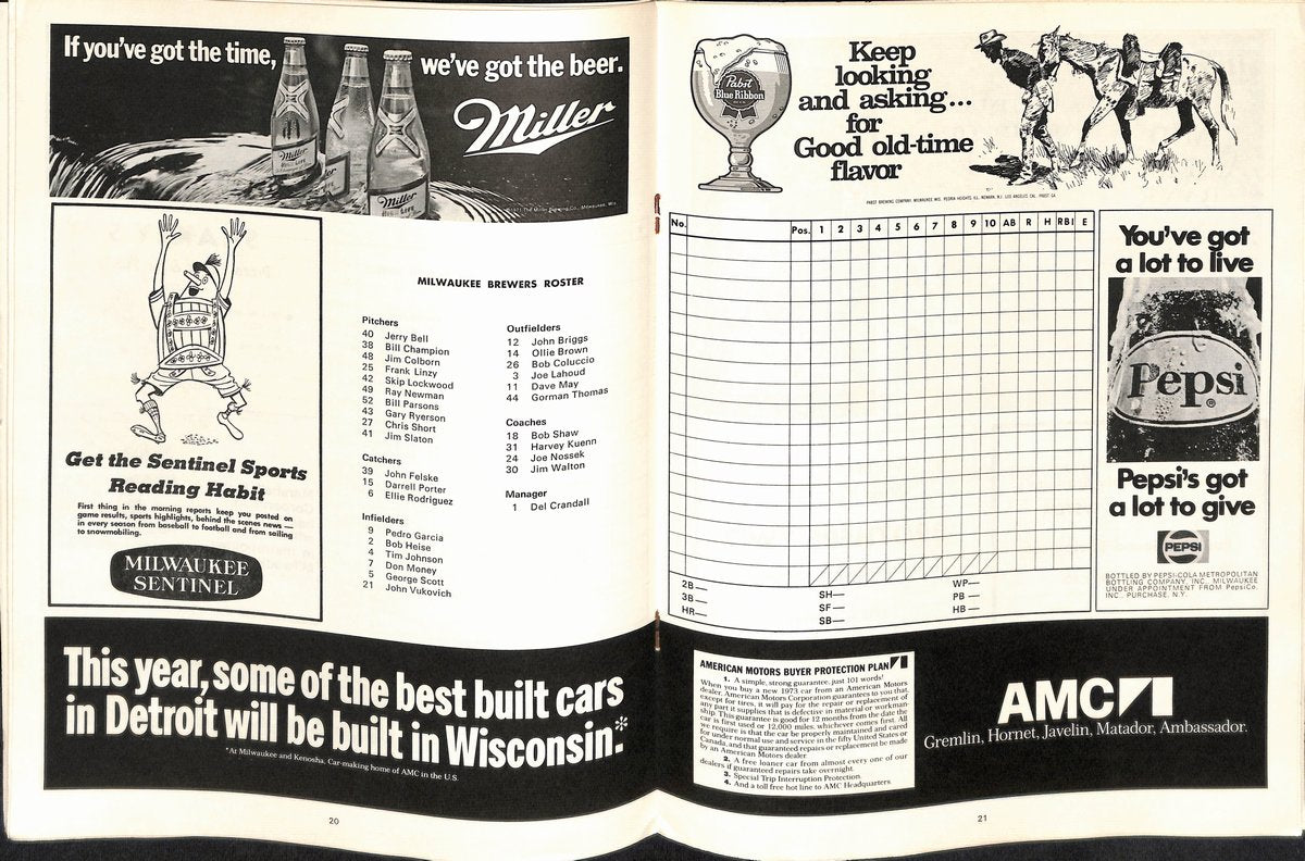 1973 Milwaukee Breweres vs Oakland A's Game Program Reggie Jackson 181739
