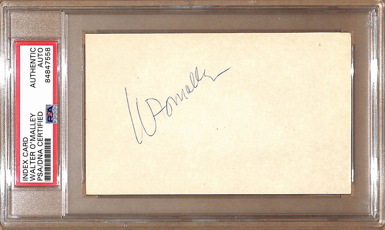 Walter O'Malley HOF Autographed 3x5 Index Card Dodgers Owner PSA/DNA 179096