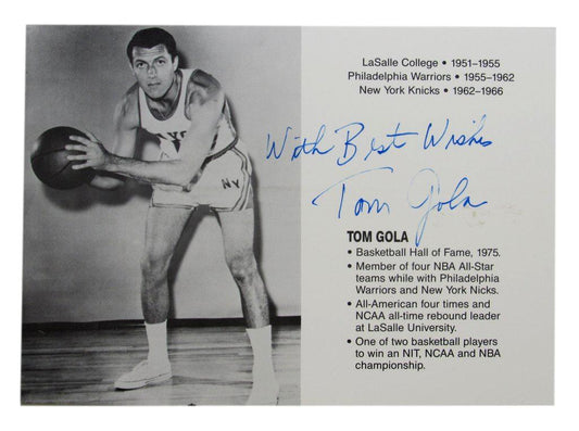 Tom Gola LaSalle Knicks Warriors NBA HOF Signed/Autographed 5x7 B/W Photo 169508