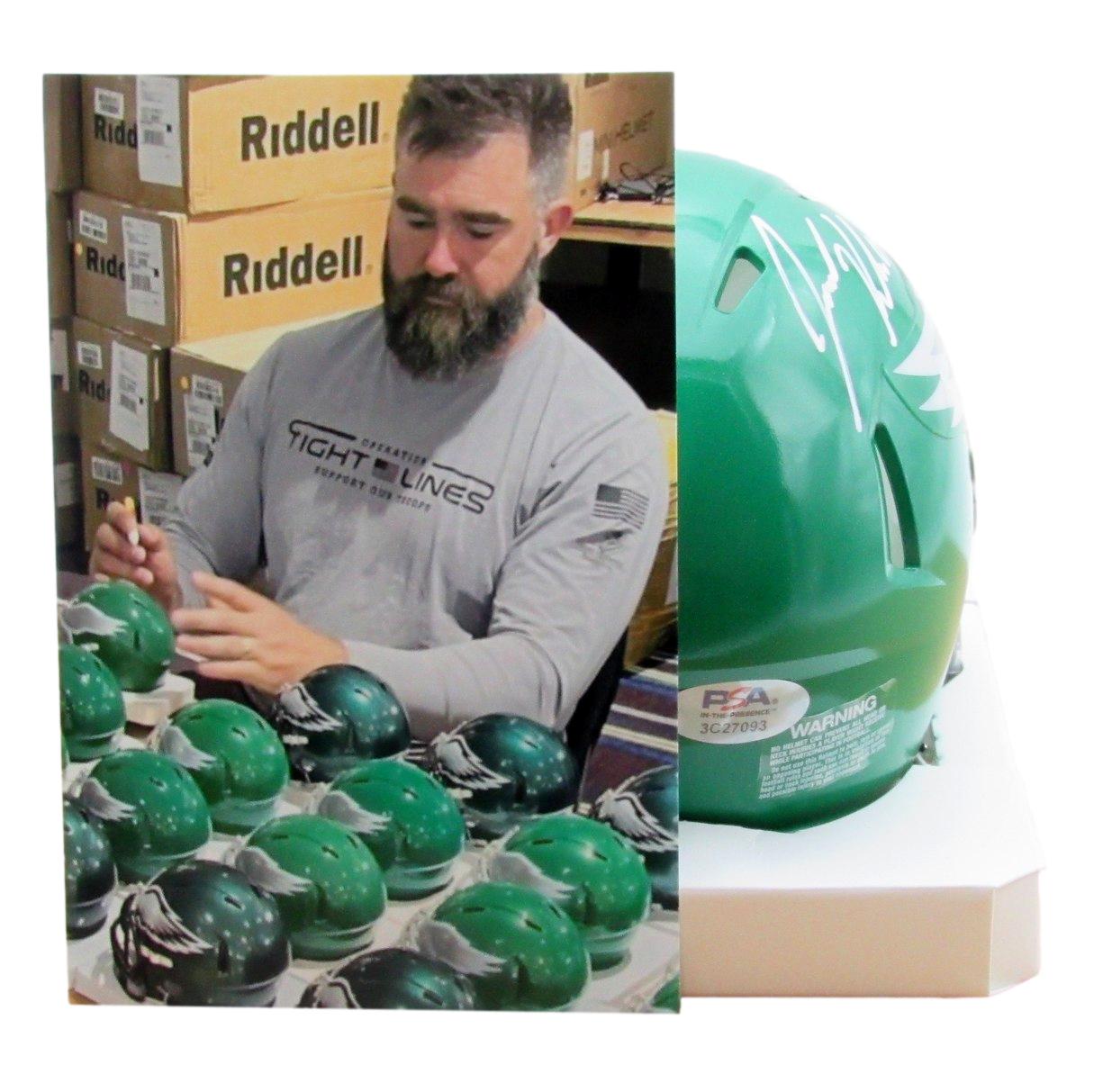 Jason Kelce Autographed Eagles Kelly Green Mini Helmet Witness PSA/DNA 190108