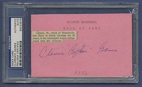 CLARENCE GAINES HOF Signed 3x5 Index Card PSA/DNA 132866