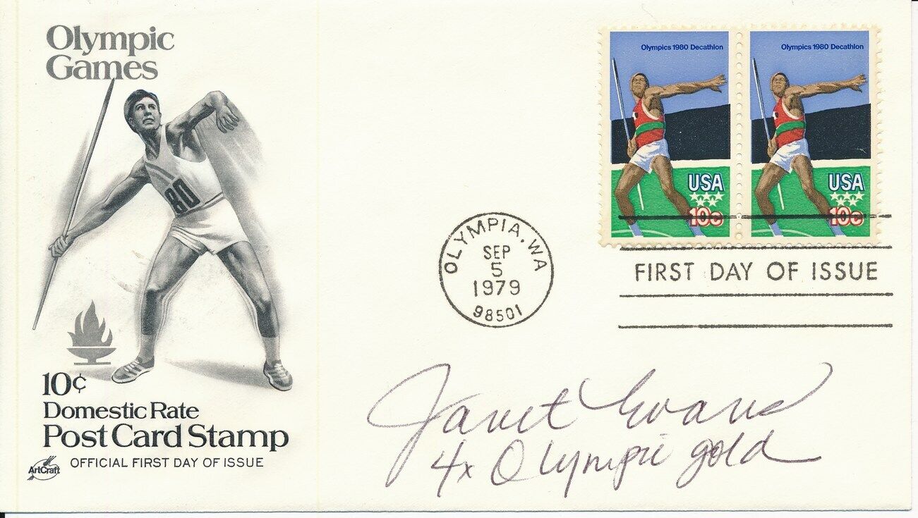 Janet Evans Olympic Swimming Signed 1979 First Day Cover/FDC 151278