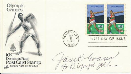 Janet Evans Olympic Swimming Signed 1979 First Day Cover/FDC 151278