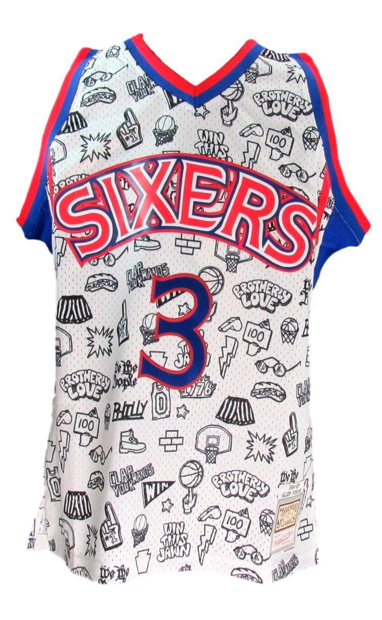 Allen Iverson HOF Autographed Printed Mitchell & Ness Jersey 76ers JSA 181847