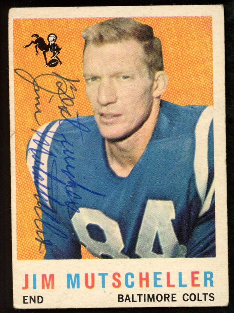 1959 TOPPS Football Card #89 Signed/Auto Jim Mutscheller Baltimore Colts