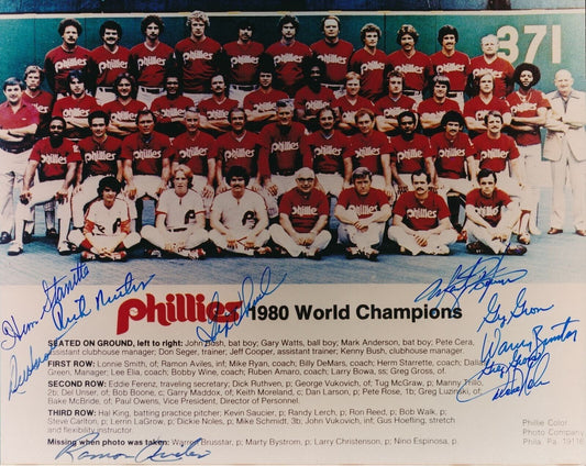 1980 Philadelphia World Series Champs Multi-Signed 8x10 Photo PSA/DNA 153498