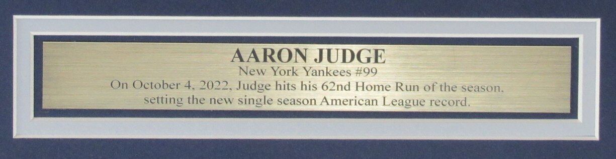 Aaron Judge Hits 62nd Home Run 11x14 Photo New York Yankees Framed