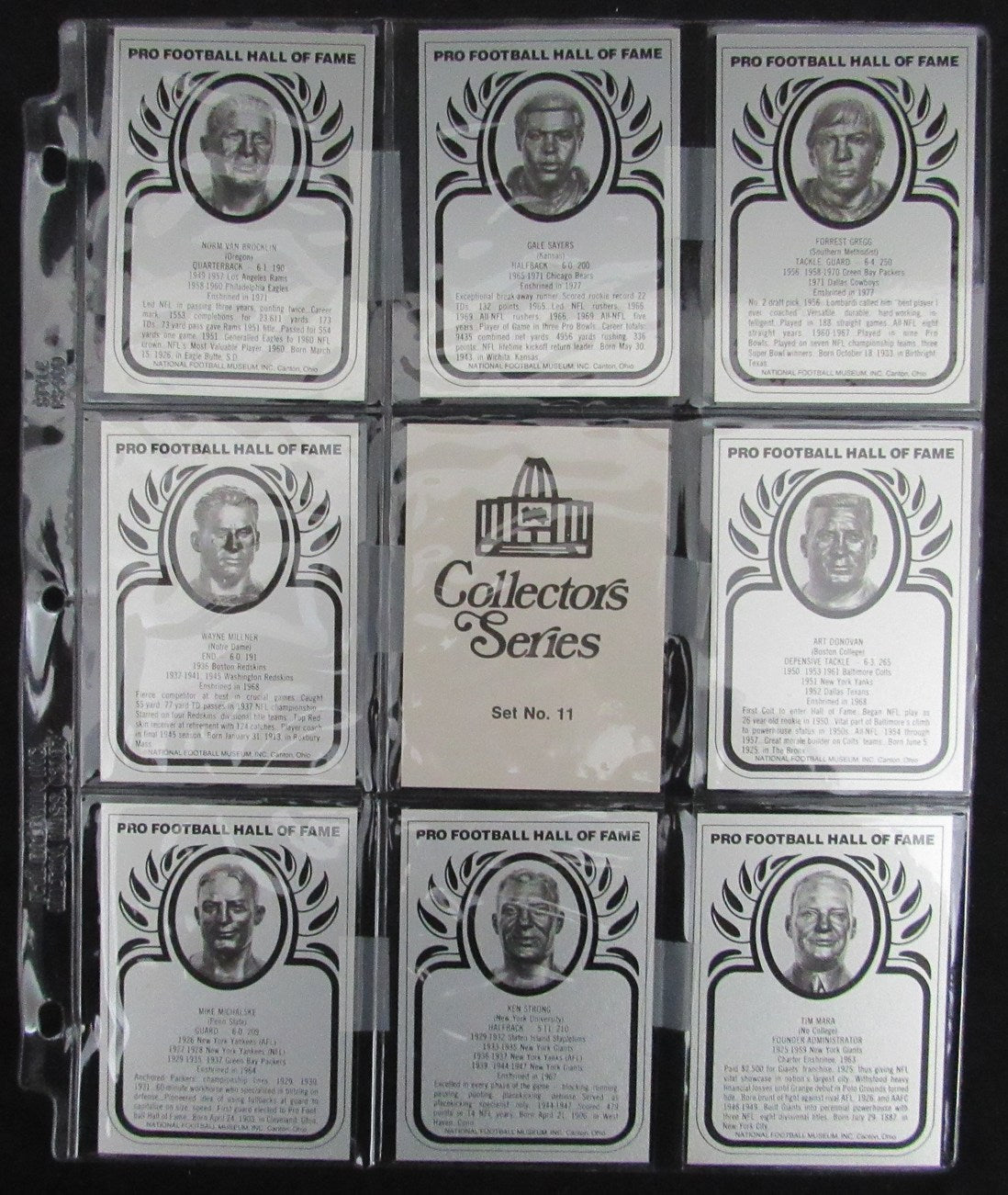 Pro Football Hall of Fame Metallic Card Set Series 1-11 88 Cards w/Binder 167389