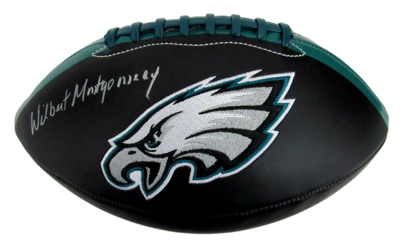 Wilbert Montgomery Signed/Autographed Eagles Logo Black Football JSA 158774