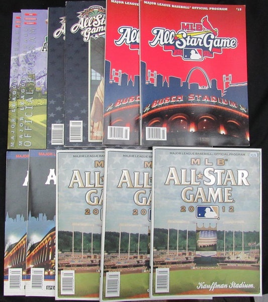 Lot of 11 MLB All Star Game Official Programs 1998-2012