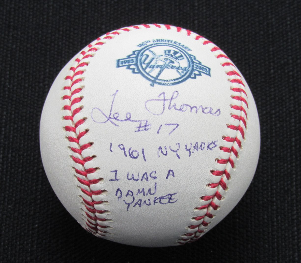 Lee Thomas Signed/Auto Yankees 100th OML Baseball JSA Inscr  186841