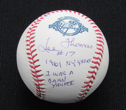 Lee Thomas Signed/Auto Yankees 100th OML Baseball JSA Inscr  186841