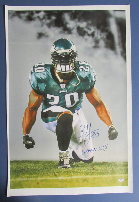 Brian Dawkins HOF Autographed/Inscribed 20x30 Canvas Photo Eagles PSA/DNA