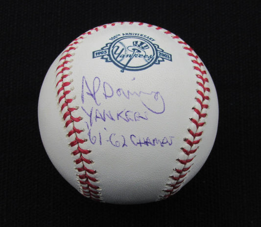 Al Downing Signed/Auto Yankees 100th OML Baseball JSA Inscr 186663