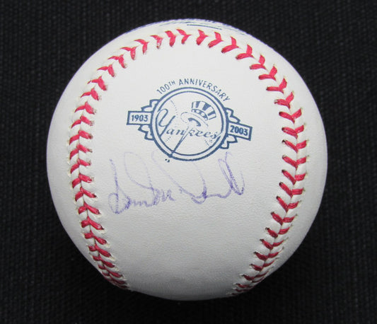 Sam McDowell Signed/Auto Yankees 100th OML Baseball JSA  186849