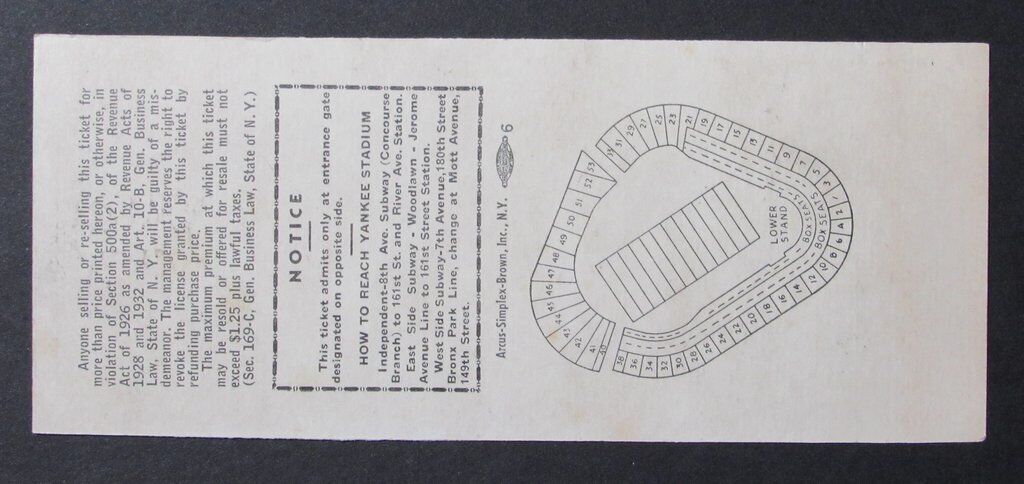 1959 Army vs Air Force Academy Proof Ticket 10/31/1959 Yankee Stadium