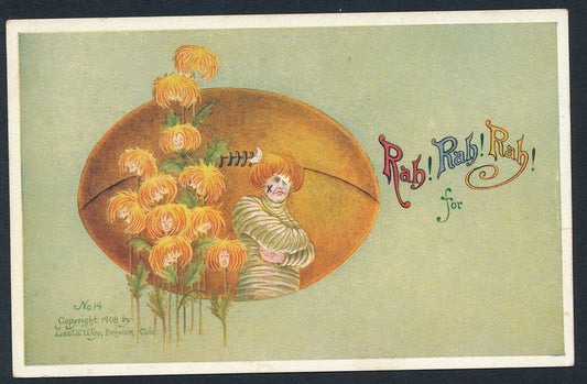 Vintage 1908 Postcard Football Player Image "Rah! Rah! Rah! For" 139069