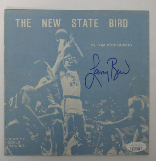 Larry Bird Signed "The New State Bird" Indiana State 45 Rpm Record Sleeve 189295