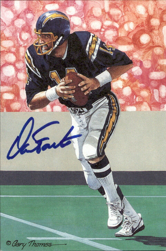 Dan Fouts HOF Autographed Goal Line Art GLAC Postcard San Diego Chargers JSA